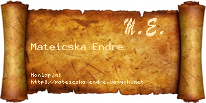 Mateicska Endre névjegykártya